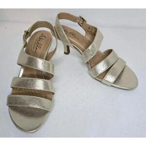 Abella True Comfort Francine Sandals Slingback Heel Gold/champagne Metallic 7 M